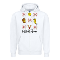 White softball coquette bow Zipper Hoodie - JahusDesignShop