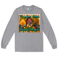 Heather Grey pumpkin kisses harvest wishes tumbler Long Sleeve Tee - BundleAndBundleShop