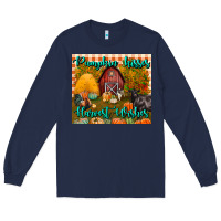 Navy pumpkin kisses harvest wishes tumbler Long Sleeve Tee - BundleAndBundleShop