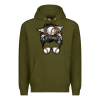 Army Green baseball mom Premium Hoodie - RacoonDesign