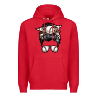 Red baseball mom Premium Hoodie - RacoonDesign