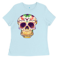 Baby Blue Cinco de mayo skull Ladies Tee - FaDigitalArtStudio