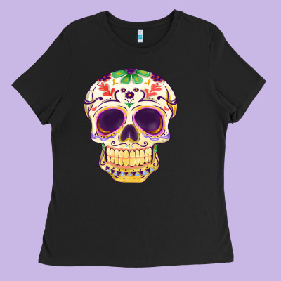 Cinco De Mayo Skull Ladies Tee Designed By Fadigitalartstudio
