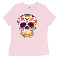 Bubblegum Pink Cinco de mayo skull Ladies Tee - FaDigitalArtStudio