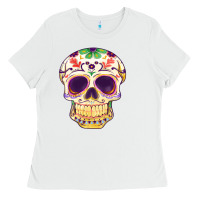 White Cinco de mayo skull Ladies Tee - FaDigitalArtStudio