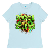 Baby Blue St. Patrick's Day Pinches get stitches Ladies Tee - OliviaCreatesArt