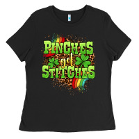 Black St. Patrick's Day Pinches get stitches Ladies Tee - OliviaCreatesArt