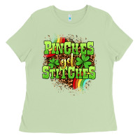 Matcha St. Patrick's Day Pinches get stitches Ladies Tee - OliviaCreatesArt