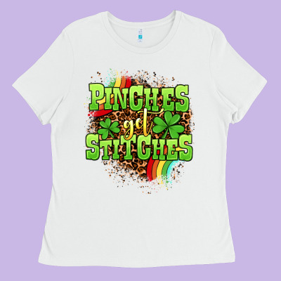 St. Patrick's Day Pinches Get Stitches Ladies Tee Designed By Oliviacreatesart