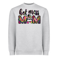 Heather Grey hot mess mom messy bun Heavyweight Sweatshirt - JahusDesignShop