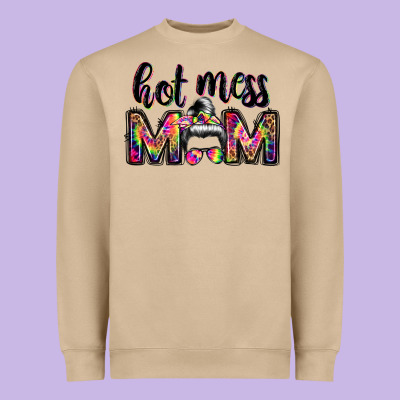 Hot Mess Mom Messy Bun Heavyweight Sweatshirt Designed By Jahusdesignshop