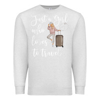 Oatmeal Heather just a girl who loves to travel traveling women nomad t shirt Premium Sweatshirt - baoMotion