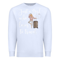 White just a girl who loves to travel traveling women nomad t shirt Premium Sweatshirt - baoMotion