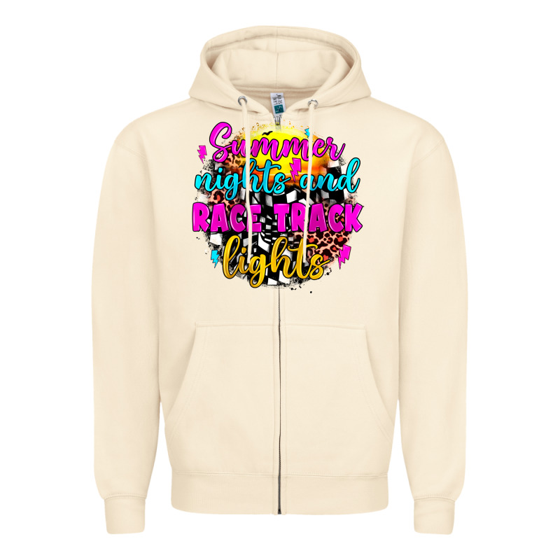 Summer Nights And Race Track Lights Zipper Hoodie by JahusDesignShop | Teevron