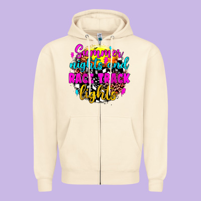 Summer Nights And Race Track Lights Zipper Hoodie Designed By Jahusdesignshop