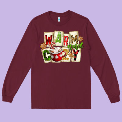 Warm And Cozy Hot Cocoa Long Sleeve Tee Designed By Fadigitalartstudio