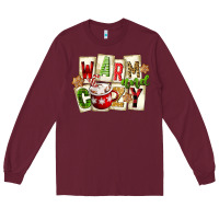 Burgundy warm and cozy hot cocoa Long Sleeve Tee - FaDigitalArtStudio