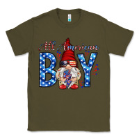 Army Green All American boy with gnome Classic Tee - HowdyJamesFarm