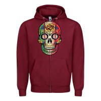 Burgundy mexican skull Zipper Hoodie - JahusDesignShop