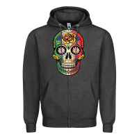 Charcoal Heather mexican skull Zipper Hoodie - JahusDesignShop