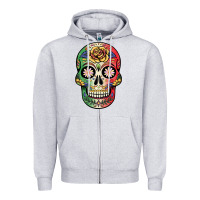 Heather Grey mexican skull Zipper Hoodie - JahusDesignShop