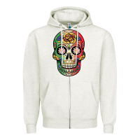 Oatmeal Heather mexican skull Zipper Hoodie - JahusDesignShop