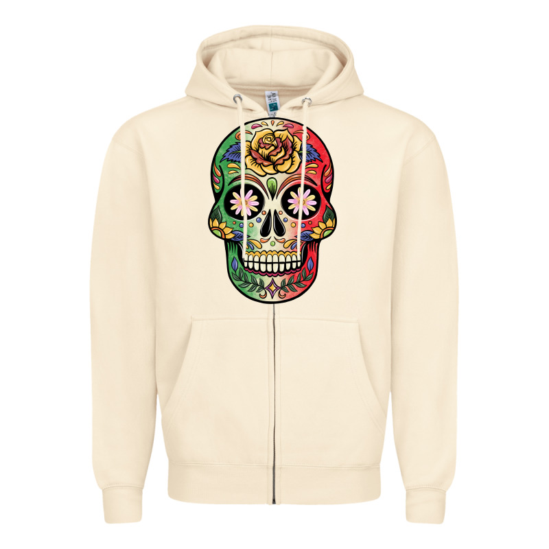 Mexican Skull Zipper Hoodie by JahusDesignShop | Teevron