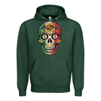 Sports Green mexican skull Zipper Hoodie - JahusDesignShop