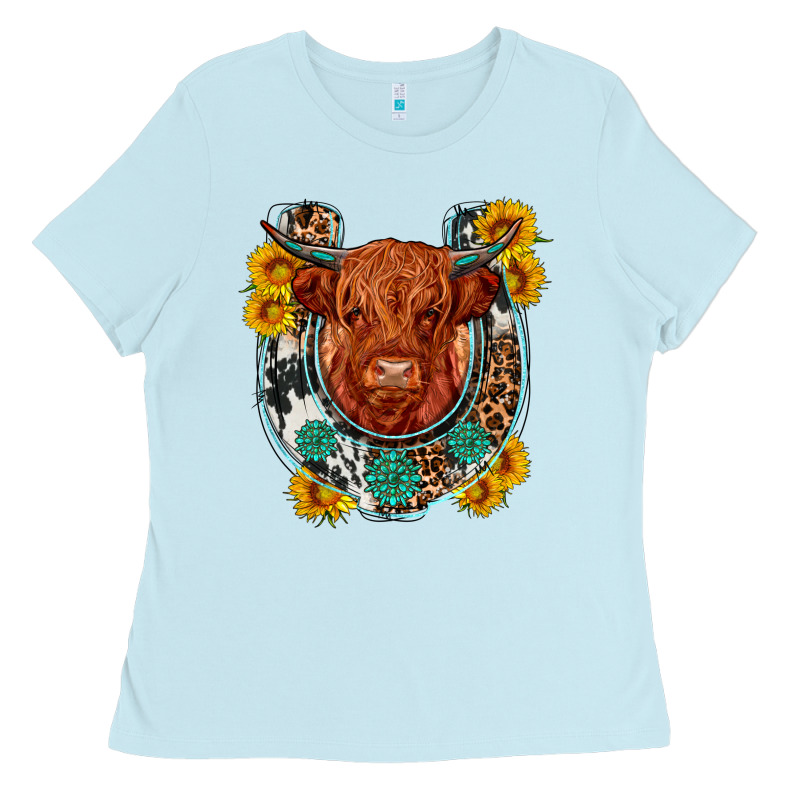 Western Leopard Cowhide Cow Horseshoe Ladies Tee by OliviaCreatesArt | Teevron