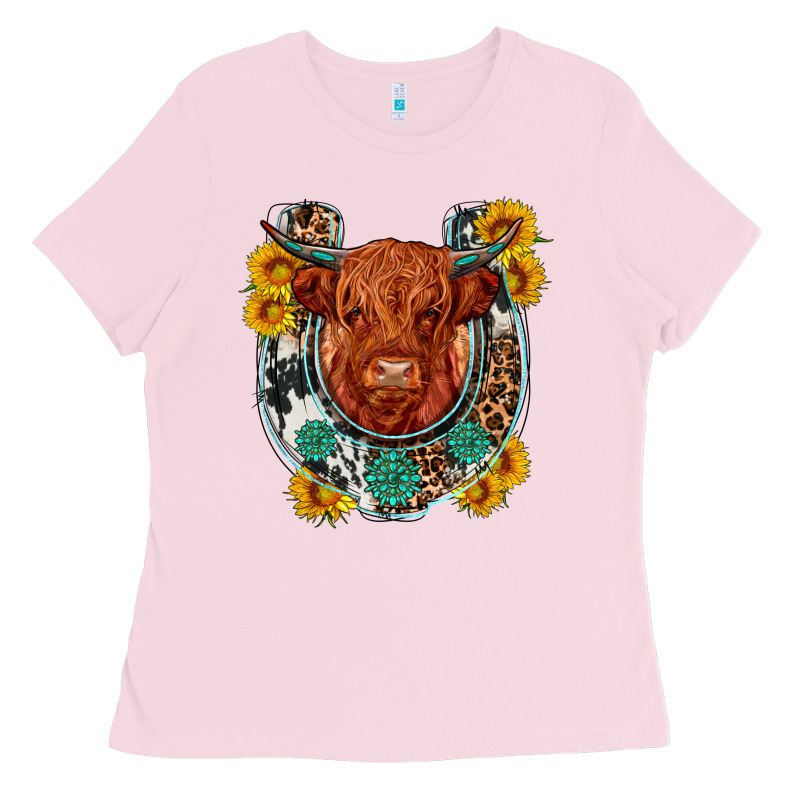 Western Leopard Cowhide Cow Horseshoe Ladies Tee by OliviaCreatesArt | Teevron