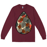 Burgundy african fabric pattern teardrop earrings Long Sleeve Tee - BundleAndBundleShop