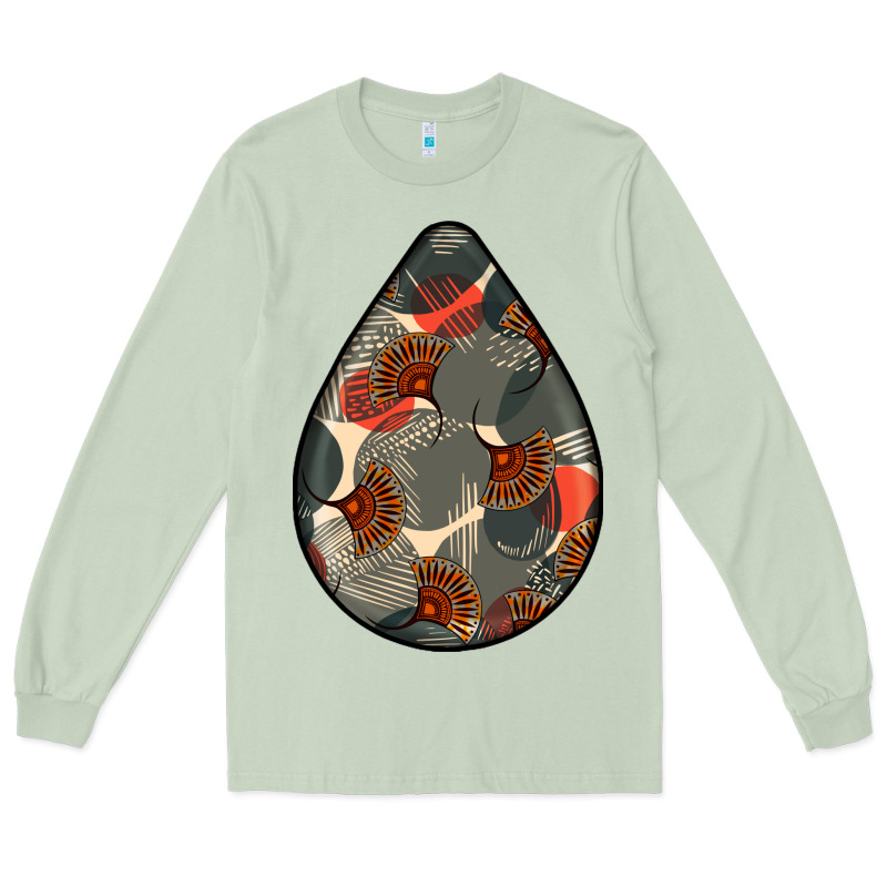African Fabric Pattern Teardrop Earrings Long Sleeve Tee by BundleAndBundleShop | Teevron