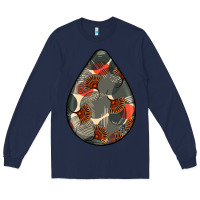 Navy african fabric pattern teardrop earrings Long Sleeve Tee - BundleAndBundleShop