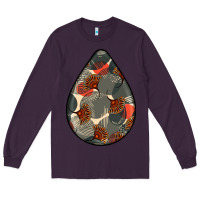 Plum african fabric pattern teardrop earrings Long Sleeve Tee - BundleAndBundleShop