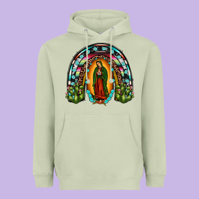 Our Lady Of Guadalupe Rainbow Heavyweight Hoodie Designed By Jahusdesignshop