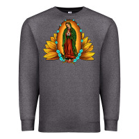Charcoal Heather sunflower our lady of guadalupe Premium Sweatshirt - JahusDesignShop