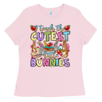 Bubblegum Pink Easter Day I teach the cutest little bunnies Ladies Tee - OliviaCreatesArt