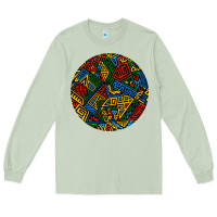 Matcha african fabric pattern round earrings 3 Long Sleeve Tee - BundleAndBundleShop