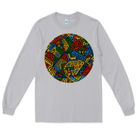 Moon Dust african fabric pattern round earrings 3 Long Sleeve Tee - BundleAndBundleShop