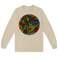 Mushroom african fabric pattern round earrings 3 Long Sleeve Tee - BundleAndBundleShop