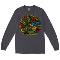 Smoke african fabric pattern round earrings 3 Long Sleeve Tee - BundleAndBundleShop