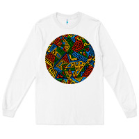 White african fabric pattern round earrings 3 Long Sleeve Tee - BundleAndBundleShop