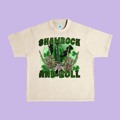 Shamrock And Roll Urban Heavy Tee Designed By Fadigitalartstudio
