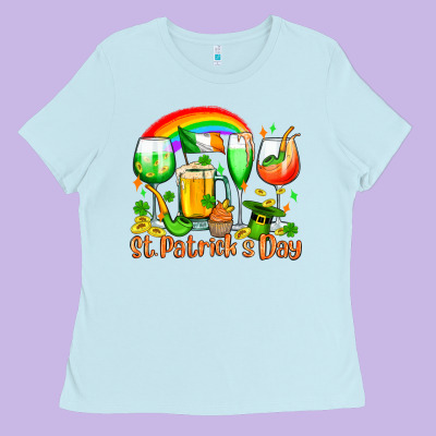 St. Patrick's Wine Glasses Ladies Tee Designed By Oliviacreatesart
