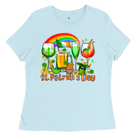 Baby Blue St. Patrick's wine glasses Ladies Tee - OliviaCreatesArt