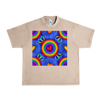 French Oak Pride lgbtq hearts and peace symbol seamless patte Urban Heavy Tee - BundleAndBundleShop