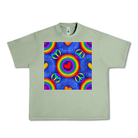 Oil Green Pride lgbtq hearts and peace symbol seamless patte Urban Heavy Tee - BundleAndBundleShop