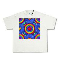 Pistachio Pride lgbtq hearts and peace symbol seamless patte Urban Heavy Tee - BundleAndBundleShop