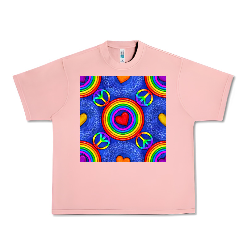Pride Lgbtq Hearts And Peace Symbol Seamless Patte Urban Heavy Tee by BundleAndBundleShop | Teevron