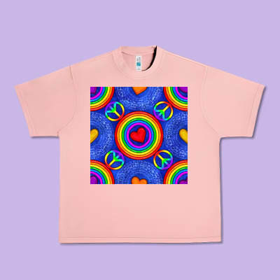 Pride Lgbtq Hearts And Peace Symbol Seamless Patte Urban Heavy Tee Designed By Bundleandbundleshop
